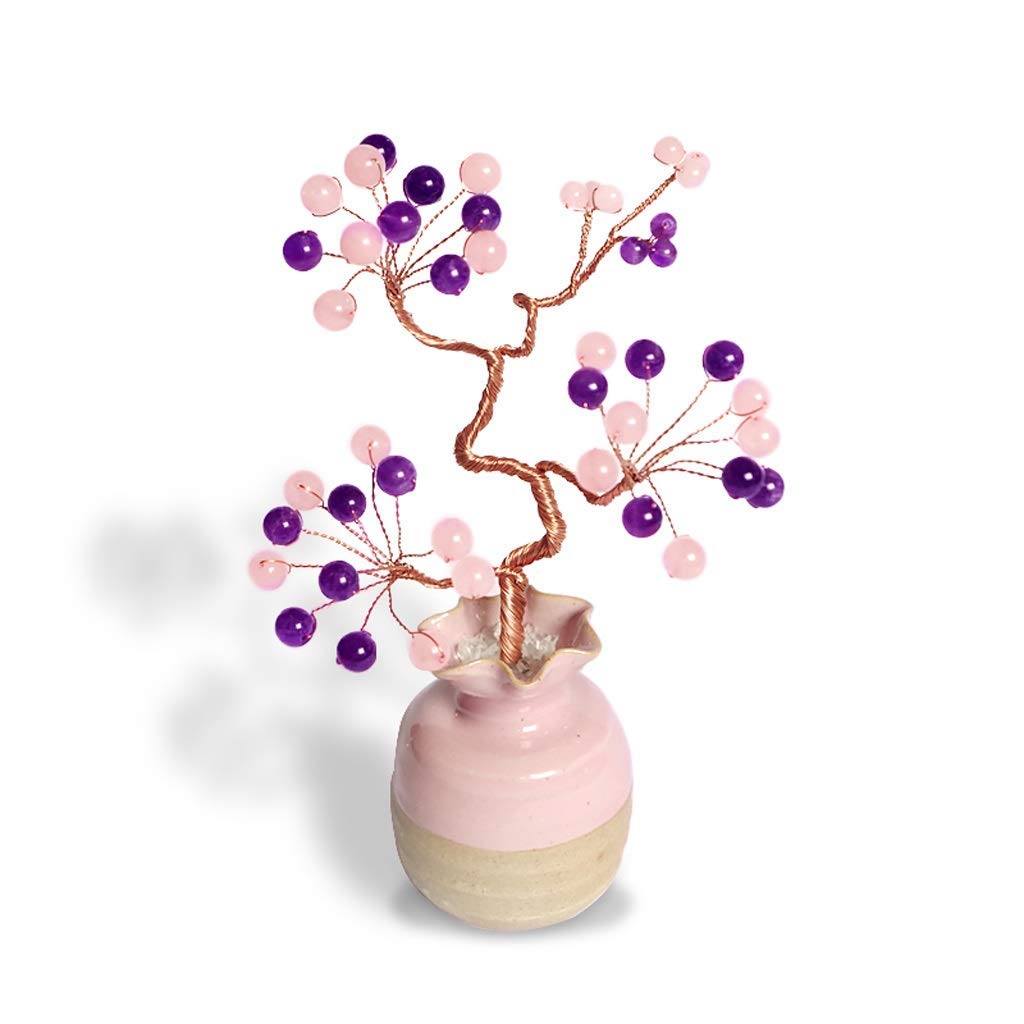 FMOGG Gemstone Crystal Money Tree - Feng Shui Home & Office Decor for Good Luck, Wealth & Prosperity | Healing Spiritual Gift for Birthday, Housewarming | Perfect Bonsai Decor for Living Room, Desk & Meditation Space