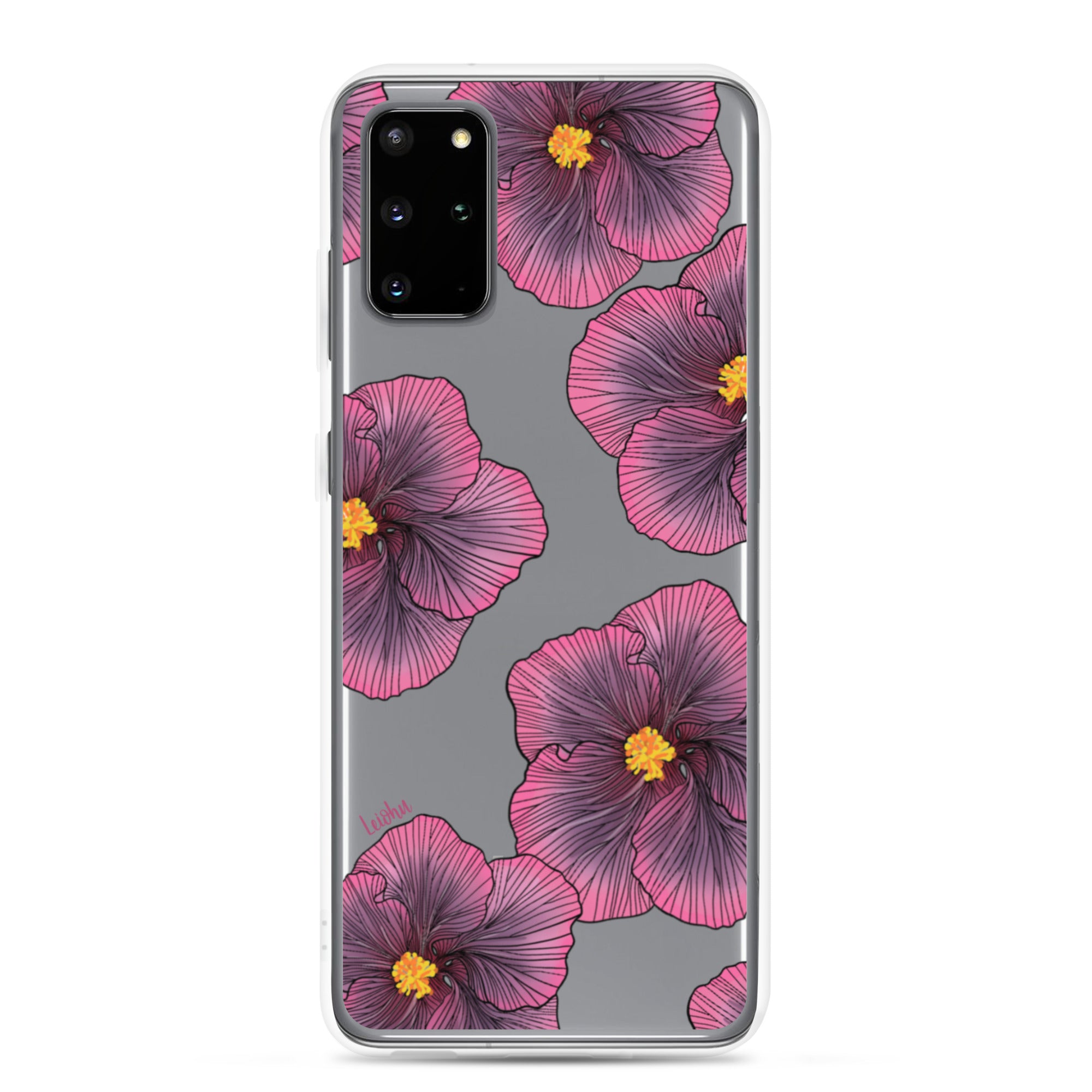 Sunset Hibiscus Clear Phone Case for Samsung Galaxy - Slim Protective Cover with Floral Design for Everyday Use, Work, and Travel