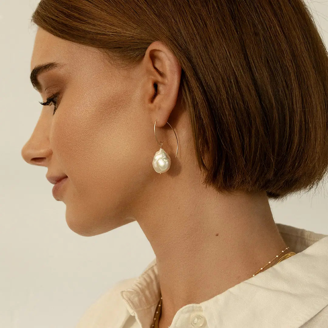 Exquisite Keshi Pearl Earrings for Women – Natural Cultured Pearls, Hypoallergenic, Elegant Jewelry Gift for Wedding, Party & Everyday Wear