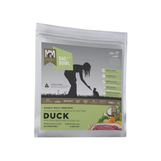 MEALS FOR MEOWS Grain-Free Duck Recipe Dry Cat Food - 2.5kg Bag | High-Protein Natural Cat Food for Indoor & Outdoor Cats | Perfect for Weight Management & Sensitive Stomachs