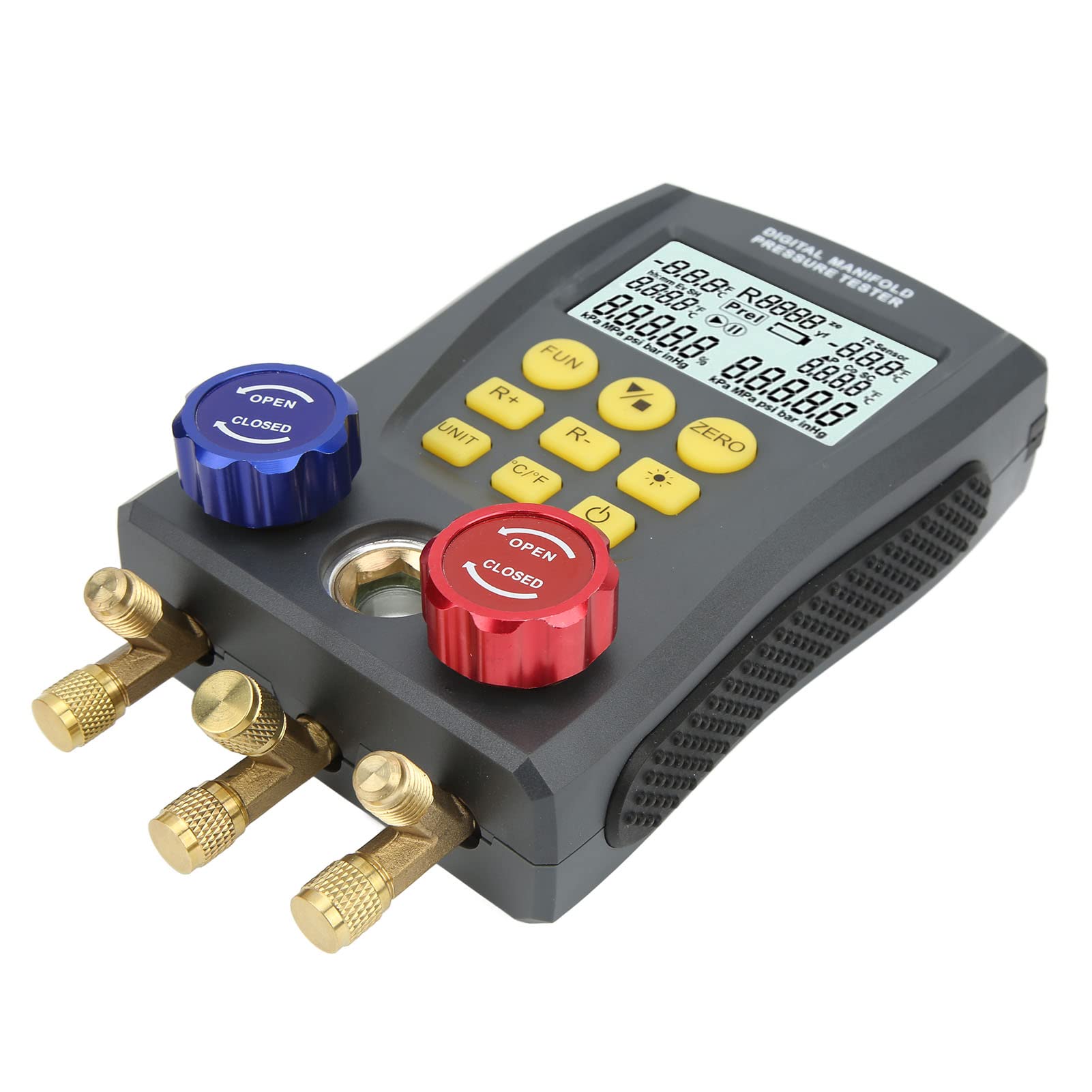 Professional Digital HVAC Manifold Gauge Set - Smart Vacuum AC Manifold Gauge with High Accuracy for R134a R22 R410a Refrigerants | Universal Electronic Multifunctional Tool for Air Conditioning & Refrigeration Systems | Perfect for HVAC Technicians & DIY Car AC Repair