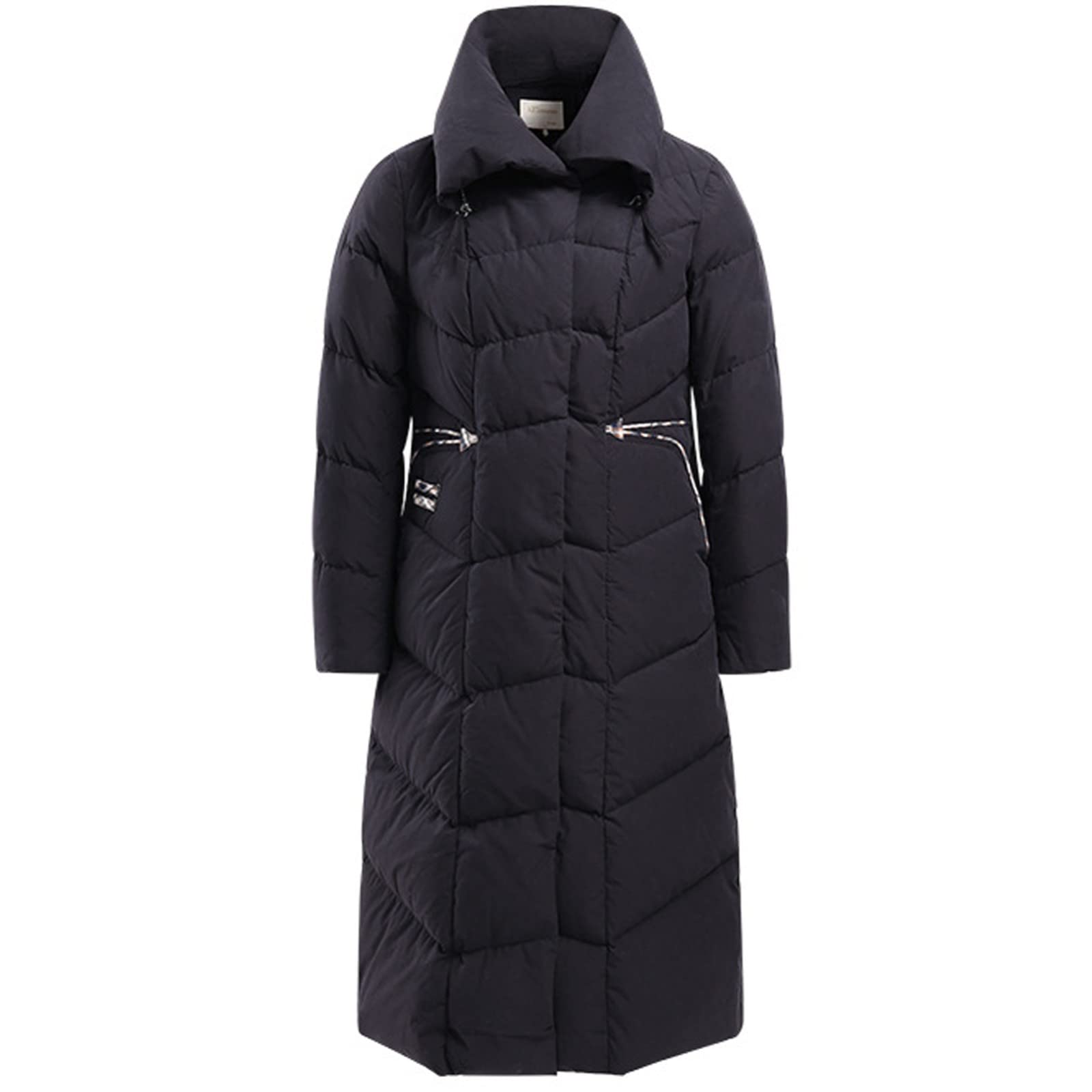 Women's Long Lapel Down Jacket - Thick Mid-Length Winter Coat with 90% White Duck Down - XL Size | Warm Outerwear for Cold Weather, Work Commute & Outdoor Activities