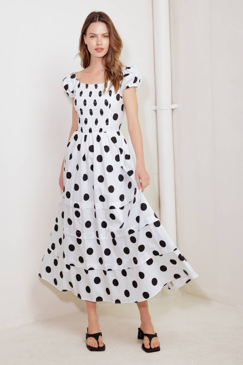 Stylish Logan Polka Dot Midi Dress for Women - Perfect for Casual Outings, Parties & Summer Events