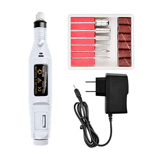 Professional Electric Nail Drill Kit - Portable Acrylic Nail Tools for Finger & Toe Care, White Pen-Shaped Manicure Set | Perfect for Home Salon, Nail Art & DIY Nail Extensions