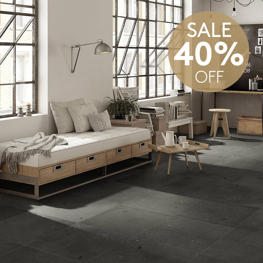 Fugue Charcoal 600x600mm Matte Concrete Look Porcelain Tile - Modern Flooring for Living Room, Kitchen & Commercial Spaces