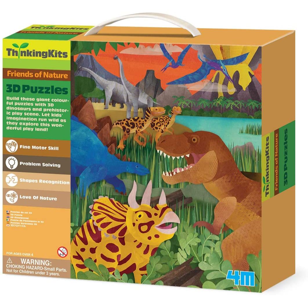 4M Thinking Kits - STEM Educational 3D Dinosaur Puzzle Toys for Kids Ages 6-12 | Creative Learning & Fun Building Activity | Perfect for Birthday Gifts & Classroom Science Projects