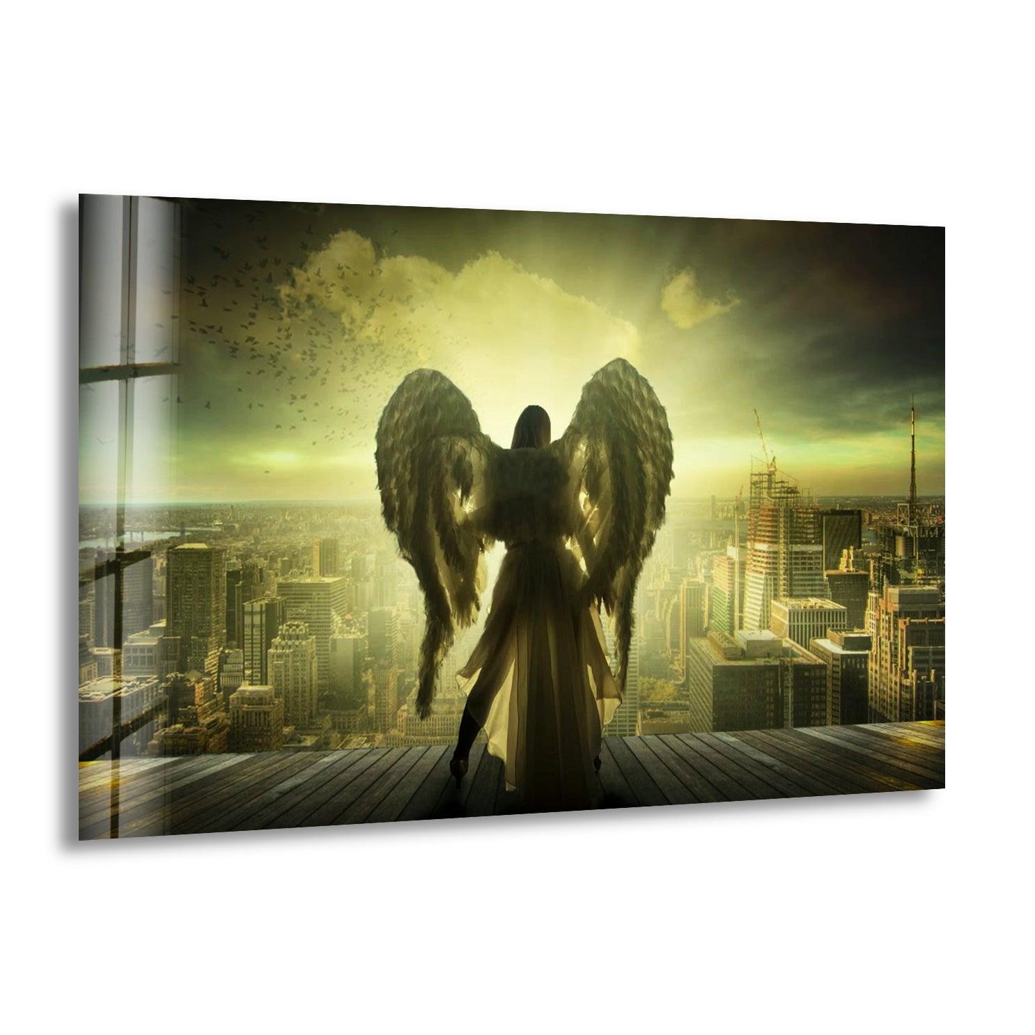 Angel Woman Glass Wall Art - Elegant Handmade Home Decor for Living Room, Bedroom & Office - Perfect Gift for Housewarming, Wedding & Birthday