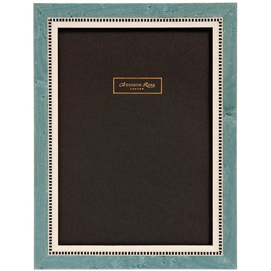 Addison Ross 4x6cm Miki 20 Marquetry Inlay Wooden Photo Frame - Blue - Perfect for Displaying Family Photos, Wedding Pictures, and Home Decor