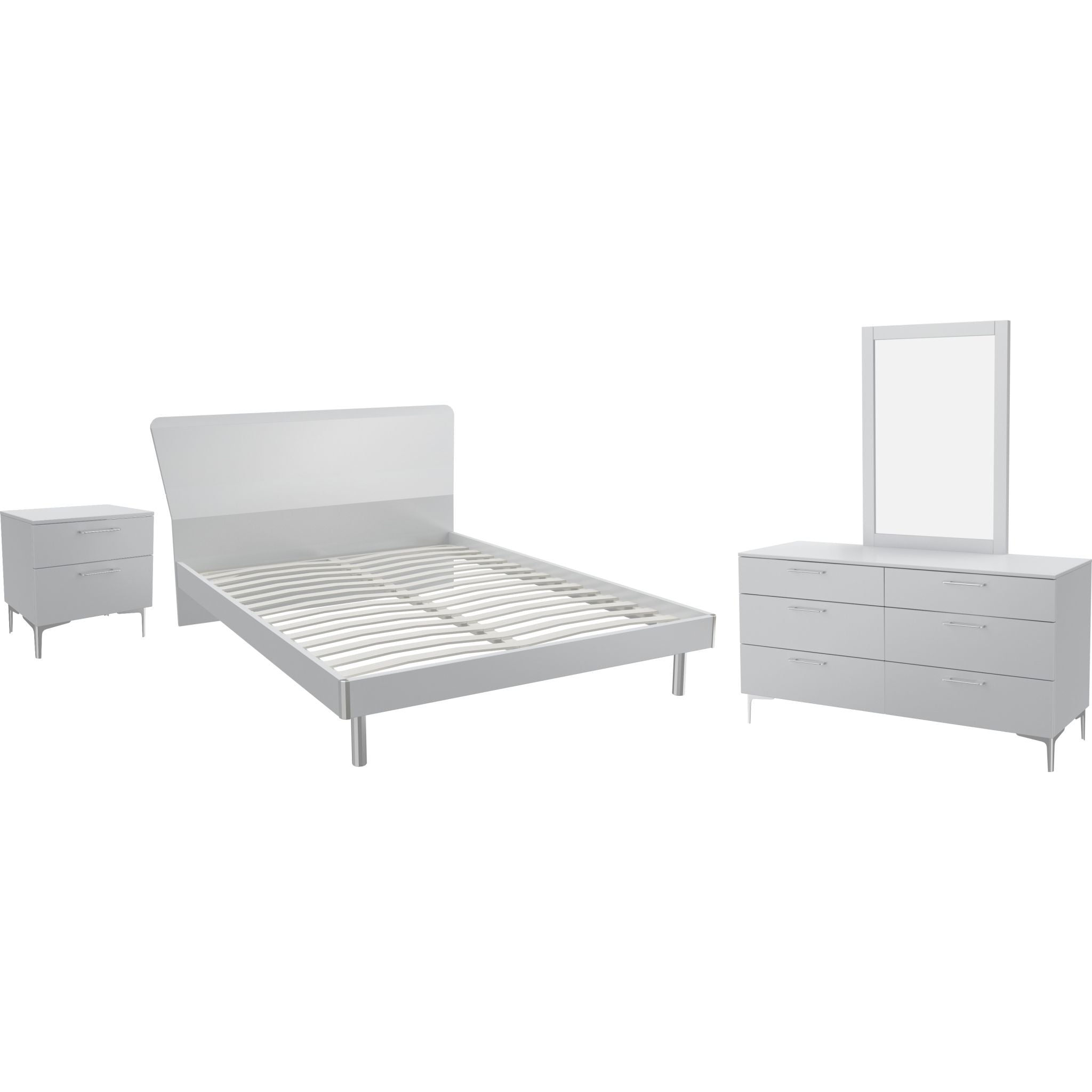 Apollo Queen Size Bed Frame - White Modern Bedroom Furniture for Master Bedroom & Guest Room Decor