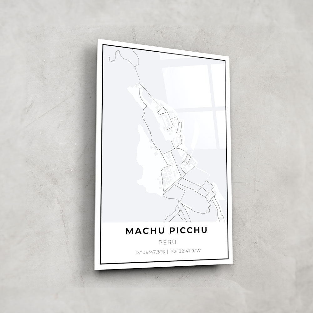 Authentic Machu Picchu Map Glass Wall Art - Stunning Home Decor for Living Room, Office & Travel Enthusiasts