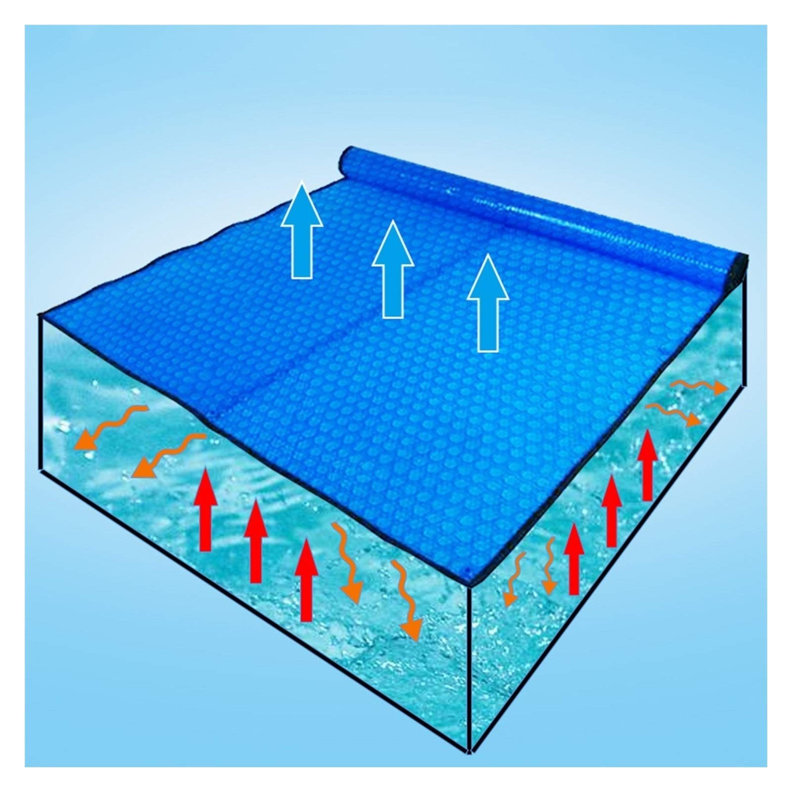 YJFENG 3.7x2.5m Foldable Swimming Pool Cover - Heavy Duty 400um Bubble Insulated Rectangular Inflatable Pool Cover for Hot Tubs & Paddling Pools | Easy Setup, Durable & Weatherproof (Blue) | Perfect for Backyard, Patio & Outdoor Water Protection