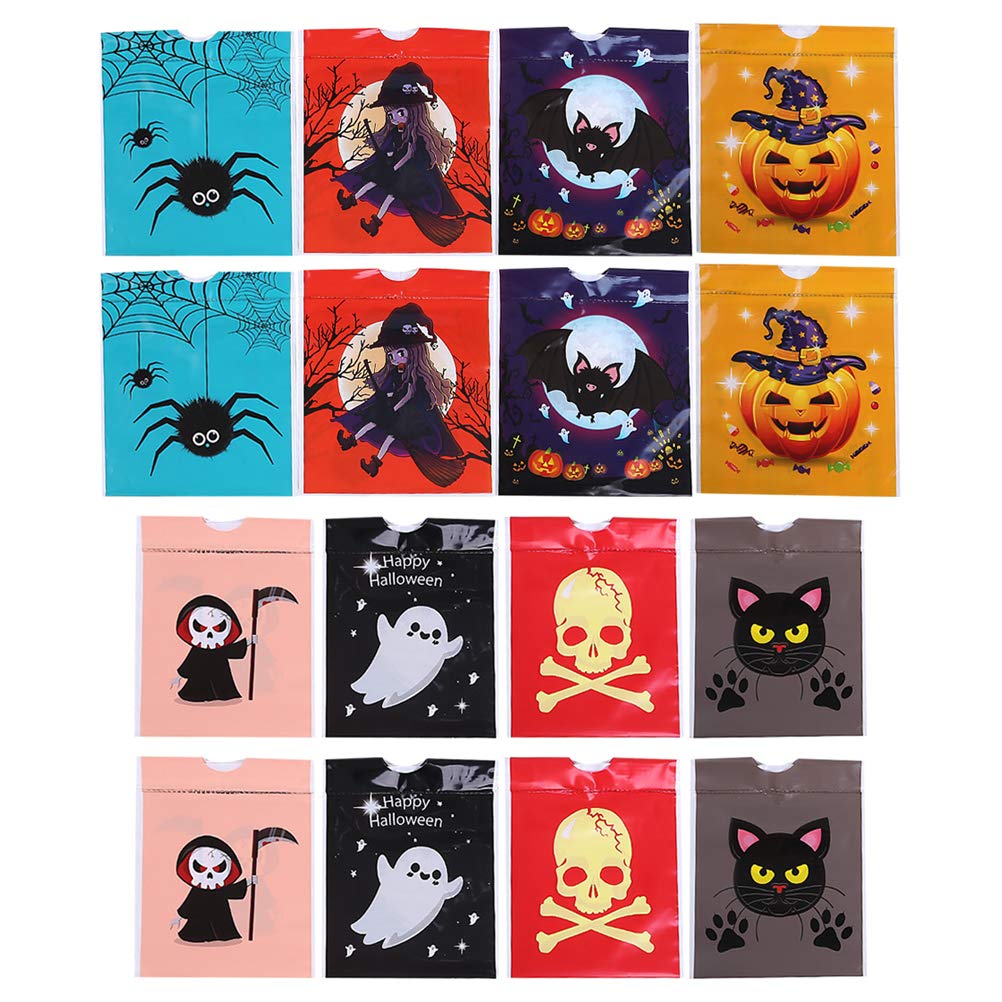 DOITOOL 40Pcs Halloween Candy Bags - Drawstring Plastic Trick or Treat Bags for Kids, Random Style - Perfect for Halloween Parties, School Events & Neighborhood Trick-or-Treating