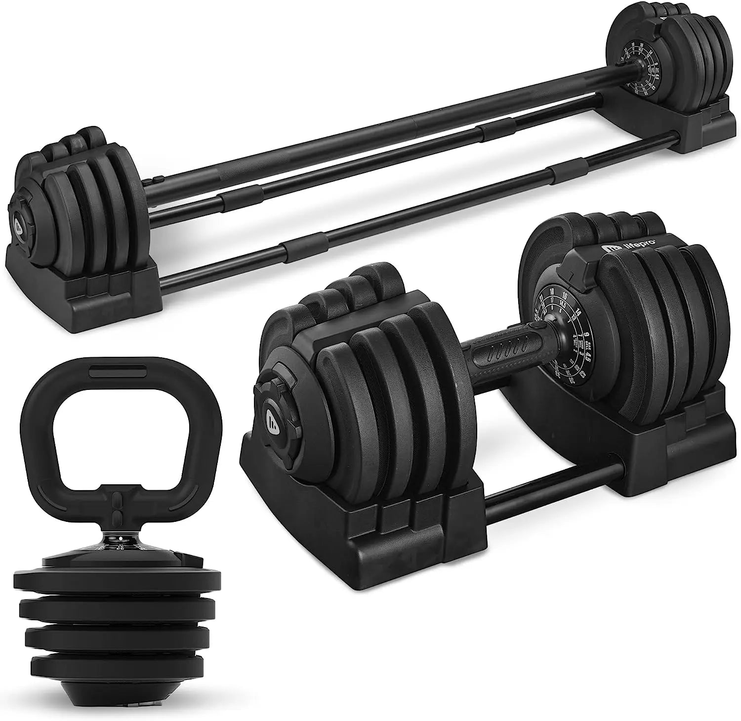 TriForm 3-in-1 Adjustable Dumbbell Set for Home Gym - Strength Training Equipment for Full Body Workouts at Home