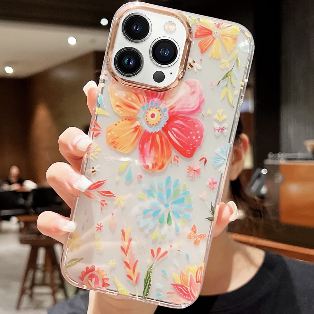 MAKEBETT iPhone 13 Pro Max Case 6.7 Inch - Floral Design, Slim Fit Soft TPU Shockproof Protective Cover for Women & Girls | Fashion Yellow Flower Pattern | Perfect for Daily Use, Work & Outdoor Activities