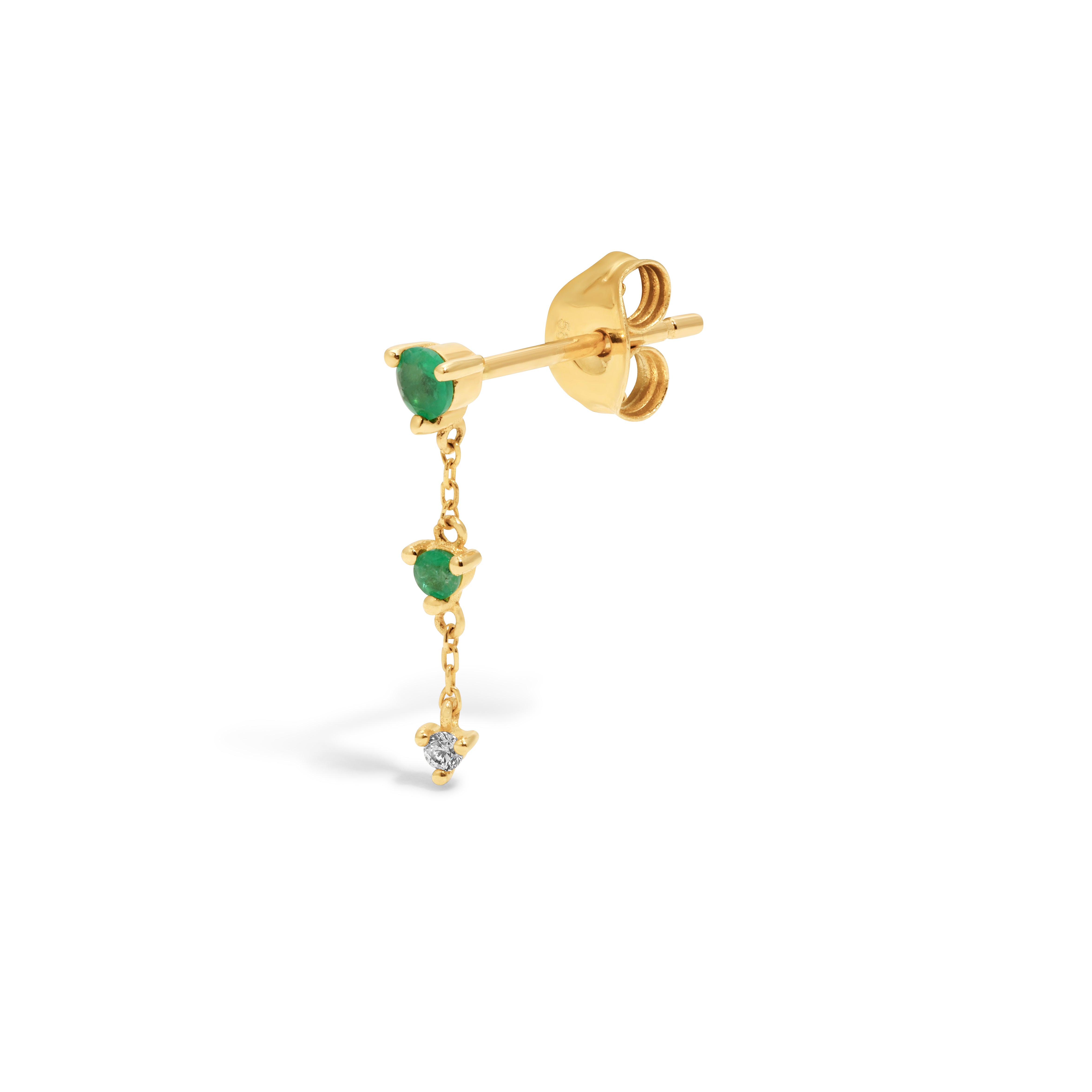 Exquisite Emerald Diamond Single Dangle Post Earrings for Women - Perfect for Weddings, Parties & Special Occasions