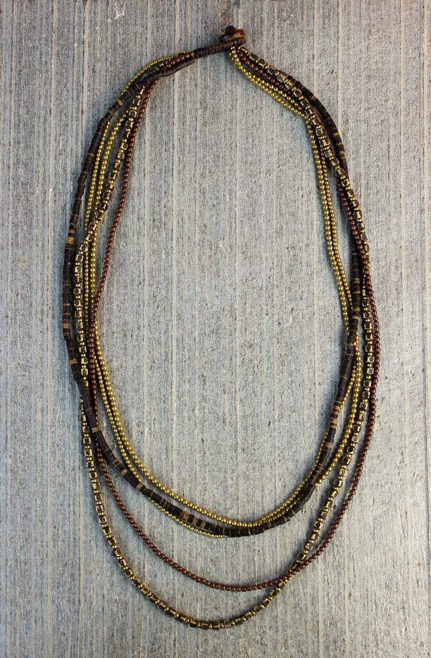 Brass Treasures Necklace - Vintage Boho Jewelry for Women, Handmade Brass Pendant Necklace | Perfect for Layering, Gift Giving & Boho Fashion