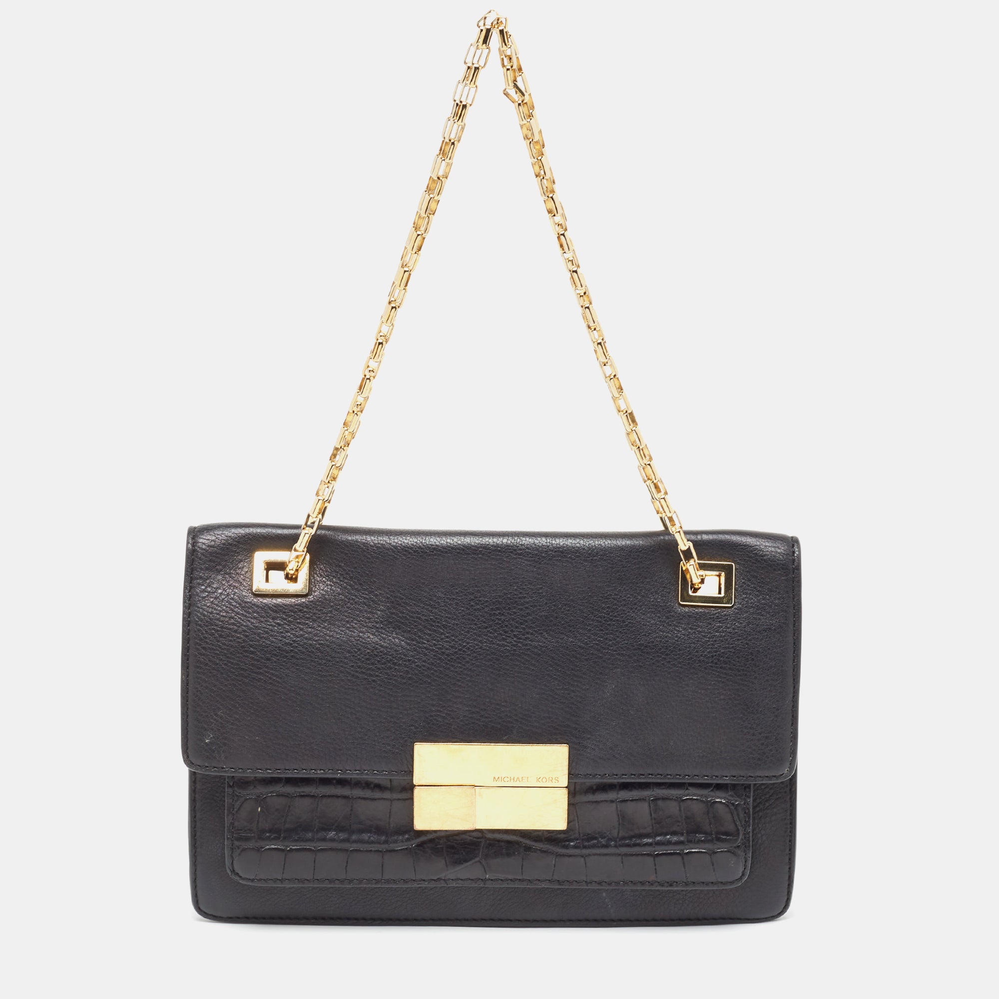 Luxury Black Leather Crocodile Embossed Chain Strap Shoulder Bag for Women - Perfect for Evening Parties, Date Nights & Special Occasions