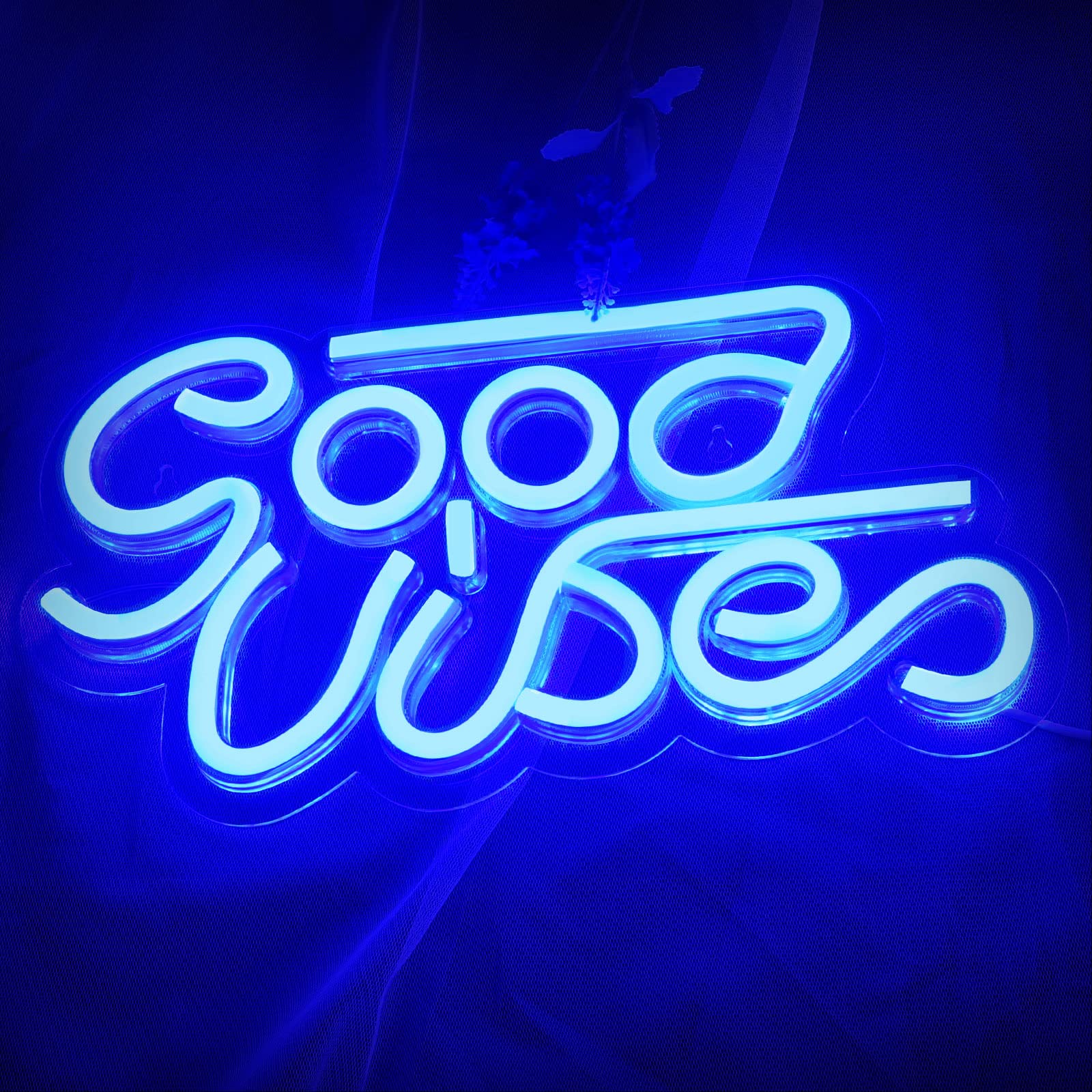 13x7 Inch Good Vibes Neon Sign - USB Powered LED Wall Decor with Acrylic Base for Bedroom, Bar, Party, Christmas & Wedding | Vibrant Indoor Lighting for Home, Office & Event Decorations