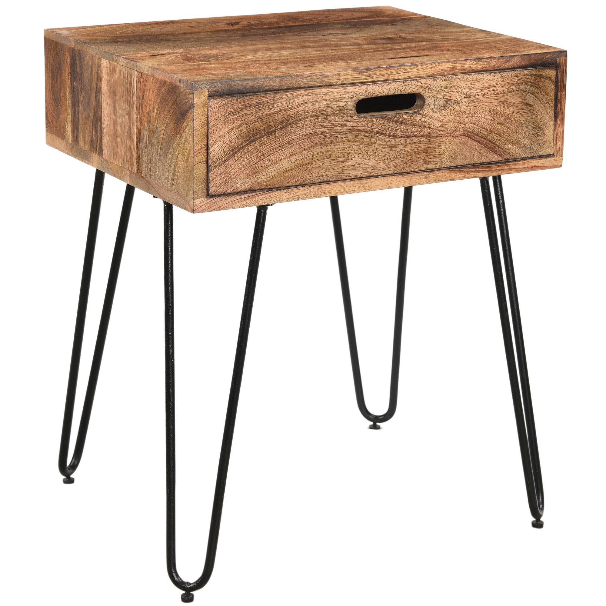 Rustic Solid Wood and Iron End/Side/Accent Table with Drawer - Nightstand for Bedroom, Living Room, or Office - Jaxon Handmade Furniture