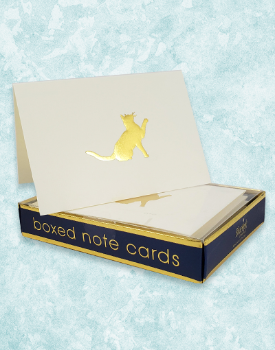 Golden Cat Embossed Note Cards - Elegant Greeting Cards for Thank You Notes, Invitations & Special Occasions - Perfect for Weddings, Birthdays & Holidays