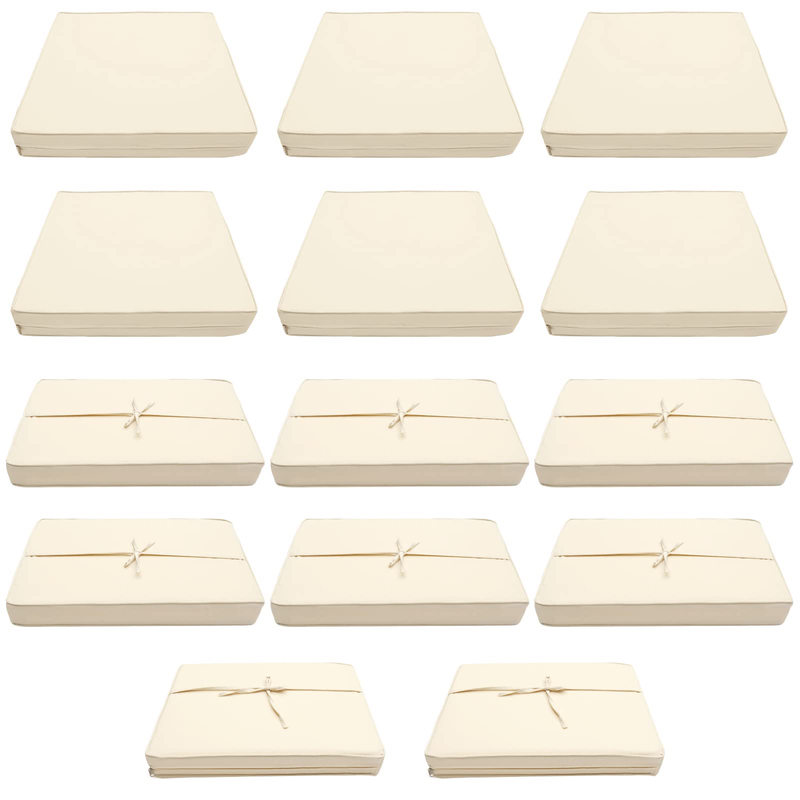 Waterproof Outdoor Cushion Covers - Washable Patio Furniture Slipcovers with Zipper, Beige Replacement Covers for Sofa, Chair & Bench - Perfect for Backyard, Deck & Poolside Use
