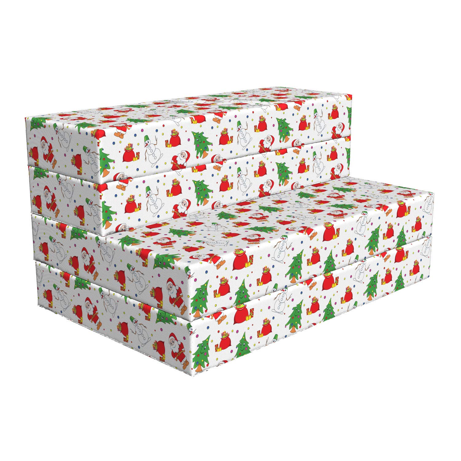 Ambesonne Christmas Foldable Mattress - Holiday Xmas Tree & Santa Claus Design, 74.8