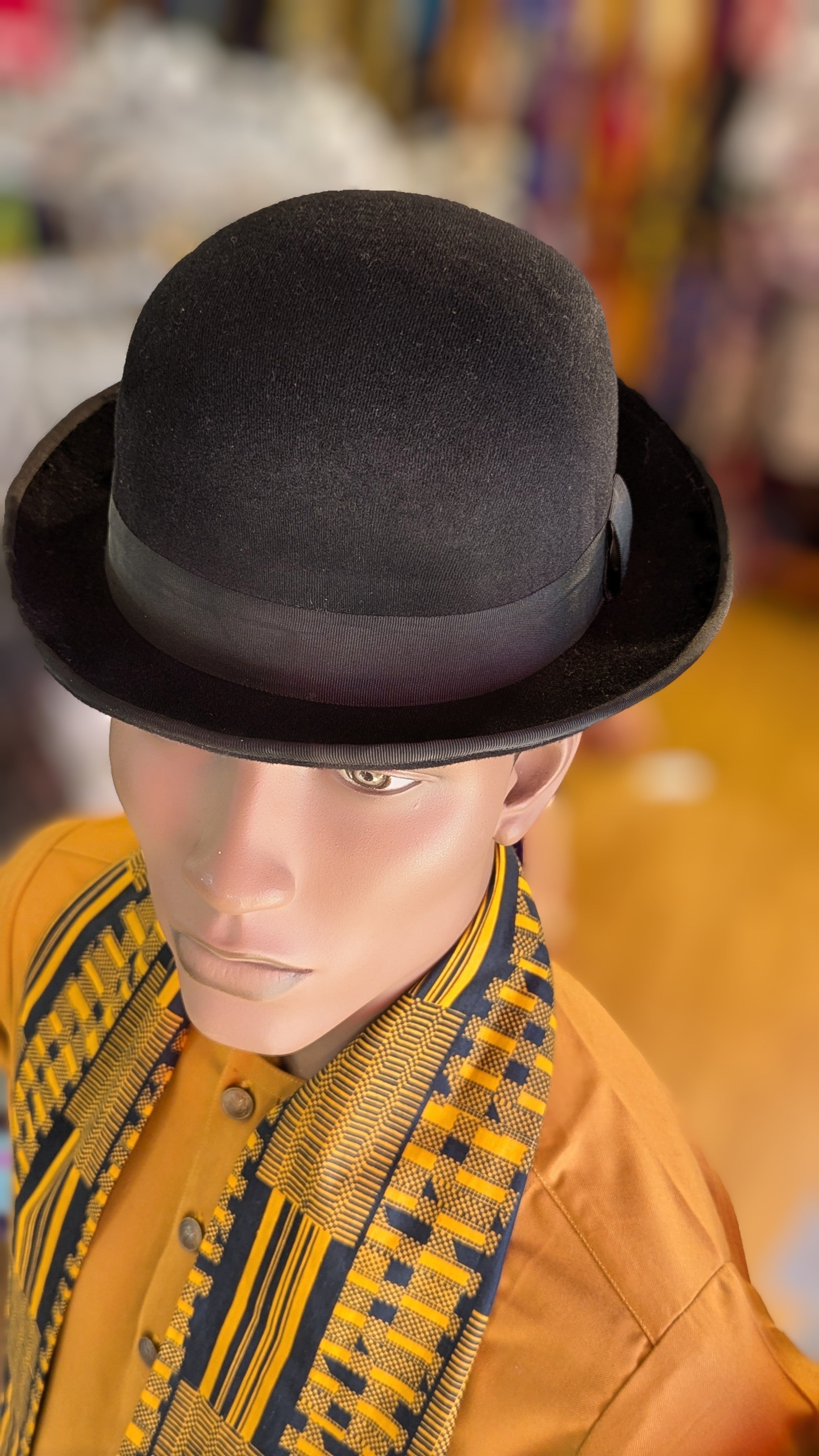 Stylish Black Obasi Top Hat by Dupsie - DPATH234 - Perfect for Cosplay, Steampunk, and Formal Events