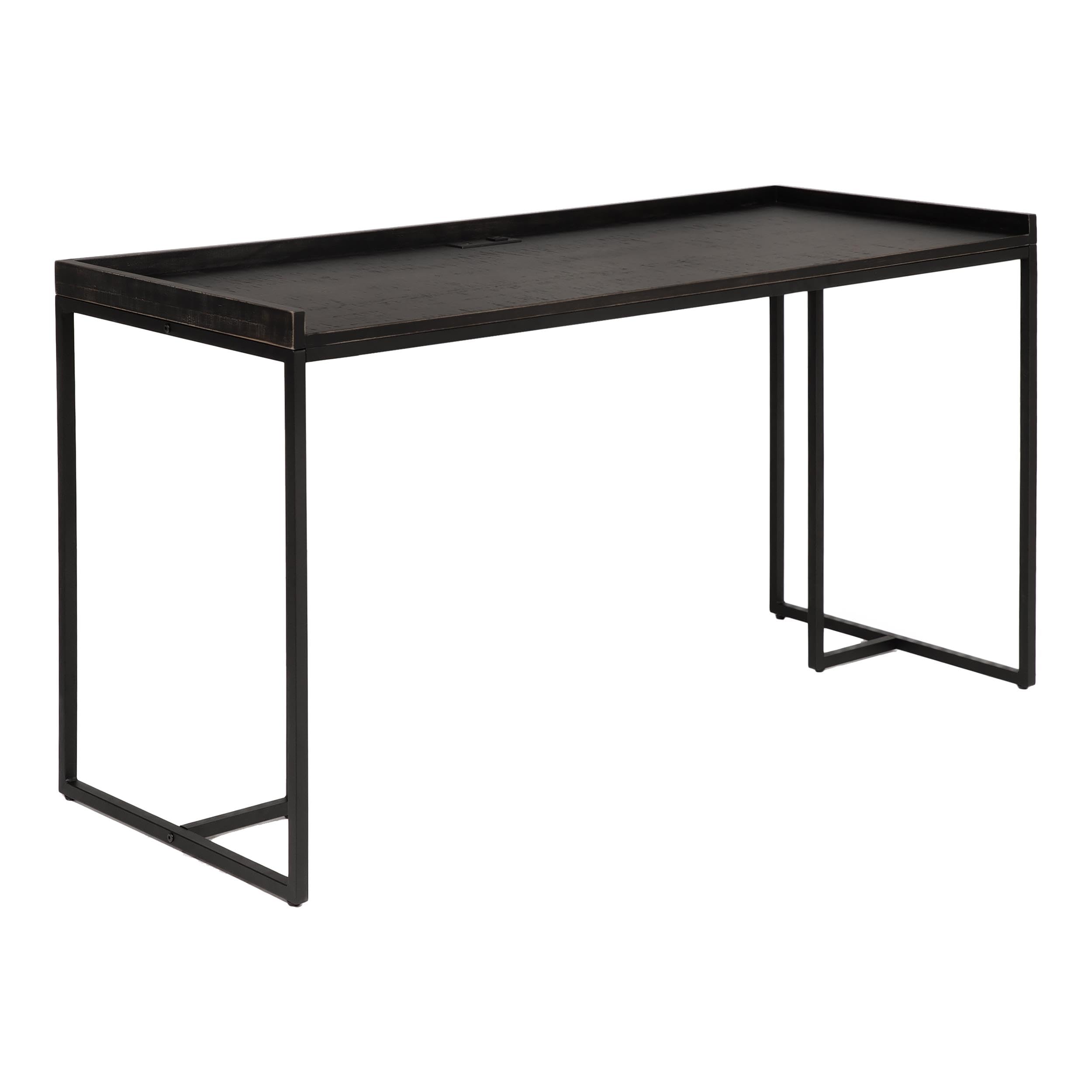 Timor Modern Wood Computer Desk with USB Port - Black Home Office Desk for Work, Study & Gaming | Space-Saving Design for Small Rooms & Apartments