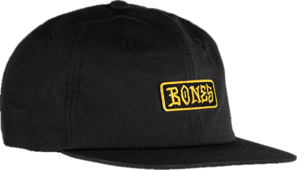 Bones Wheels Black and Gold 6-Pack Strapback Skateboard Hat - Adjustable Snapback Cap for Skateboarding, Streetwear, and Urban Fashion
