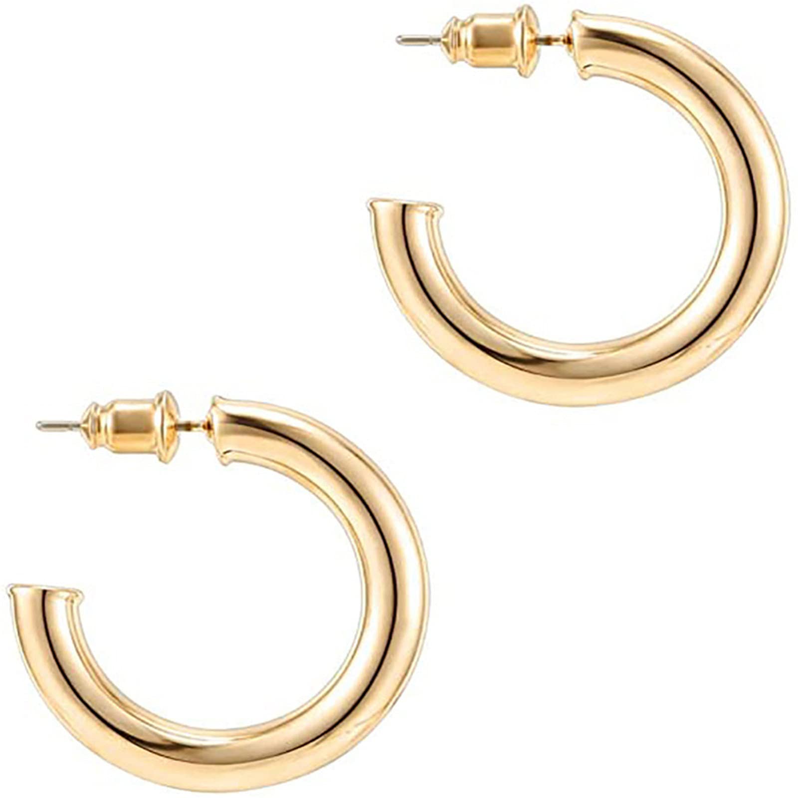 14K Gold Plated Stainless Steel Huggie Hoop Earrings for Women - Small Cuff Stud Earrings for Everyday Wear, Gift Giving & Special Occasions