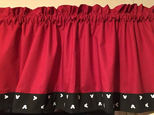 Mickey Mouse Red Black White Window Valance Curtain Topper - Perfect for Kids' Bedroom, Nursery, and Disney Themed Room Decor