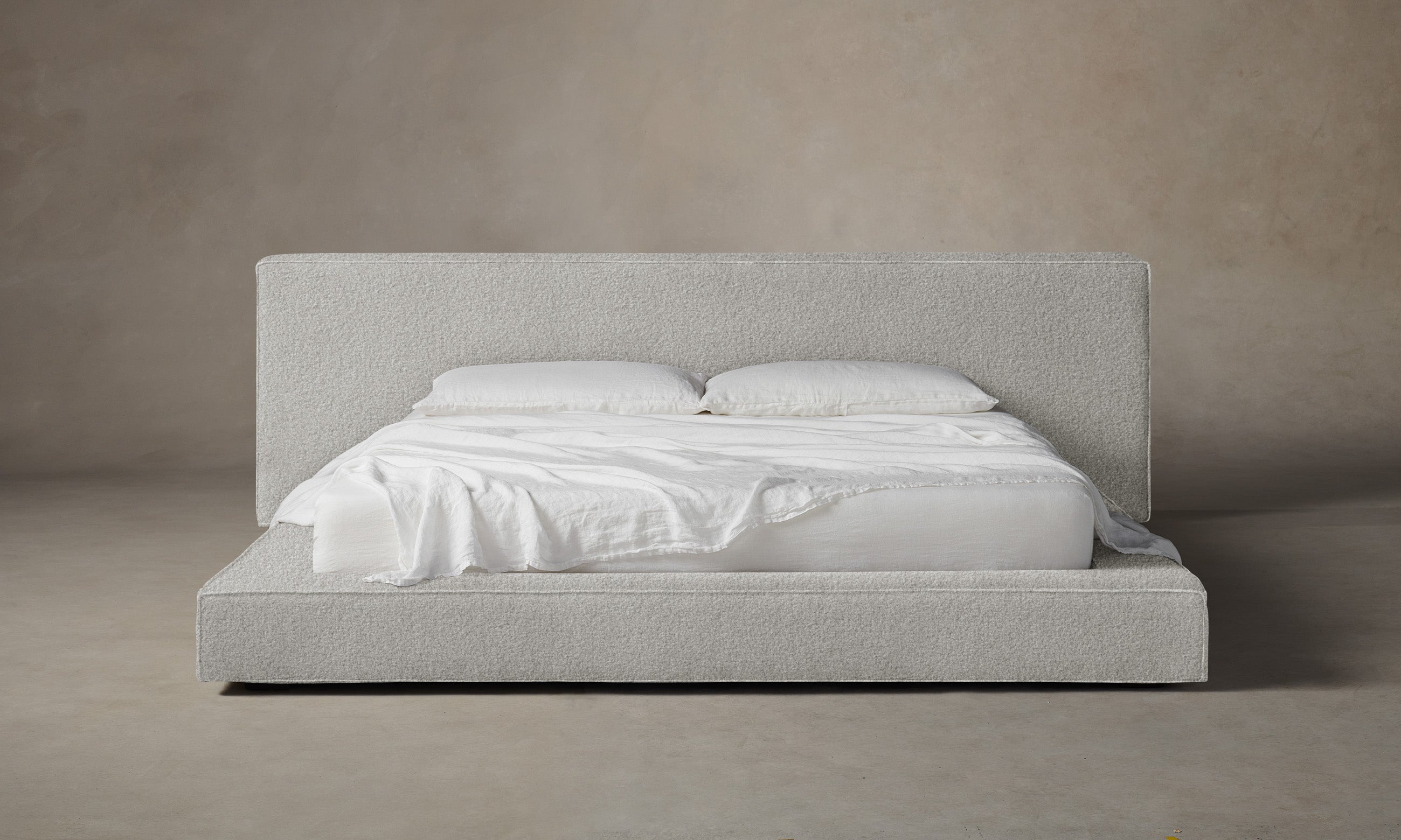The Eldridge Bed - Premium Woolen Bouclé Cliff Upholstered Platform Bed Frame for Modern Bedroom | Perfect for Master Bedroom, Guest Room & Cozy Home Decor