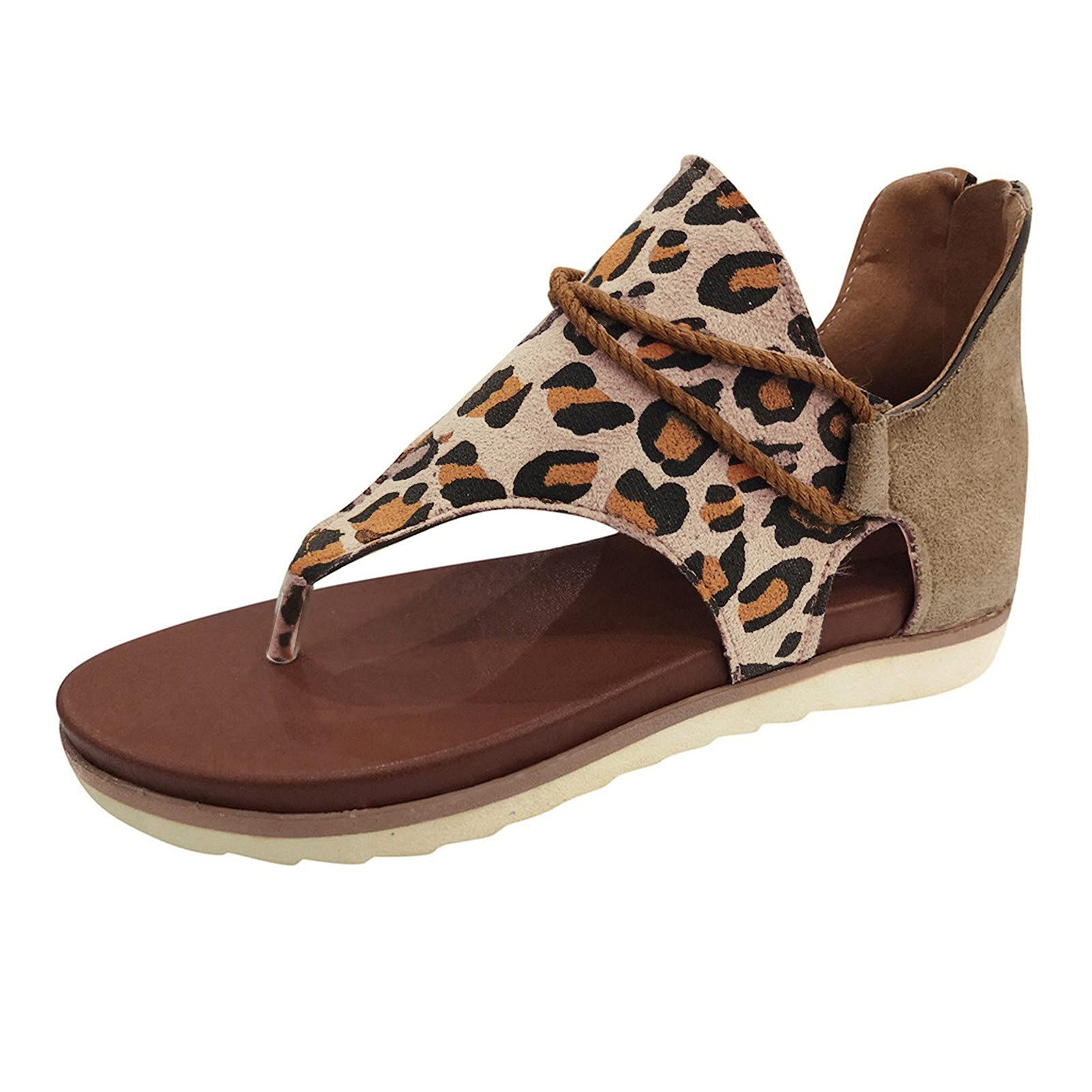 Leopard Print Heeled Flip Flops for Women - Anti-Slip Beach Sandals with Heel Pattern | Perfect for Summer Vacations, Pool Parties & Casual Outings