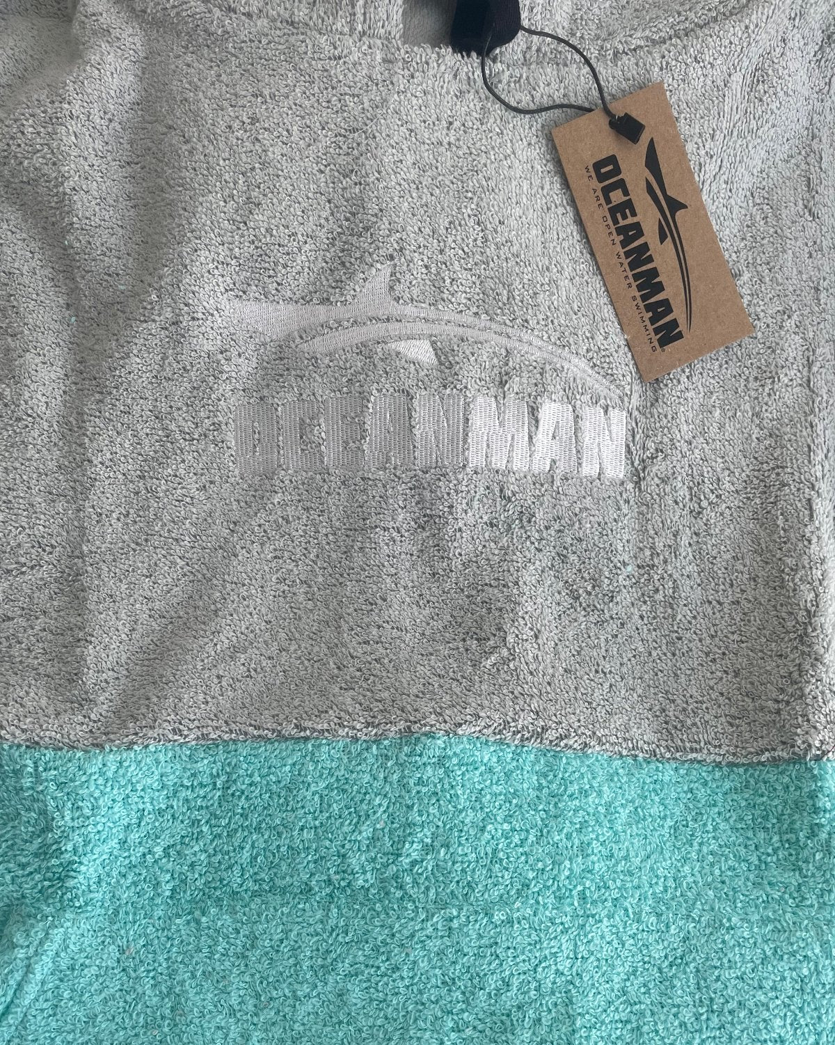 Oceanman Poncho - Turquoise & Grey Waterproof Beach Cover-Up for Women - Perfect for Swimming, Surfing, and Summer Outdoor Activities