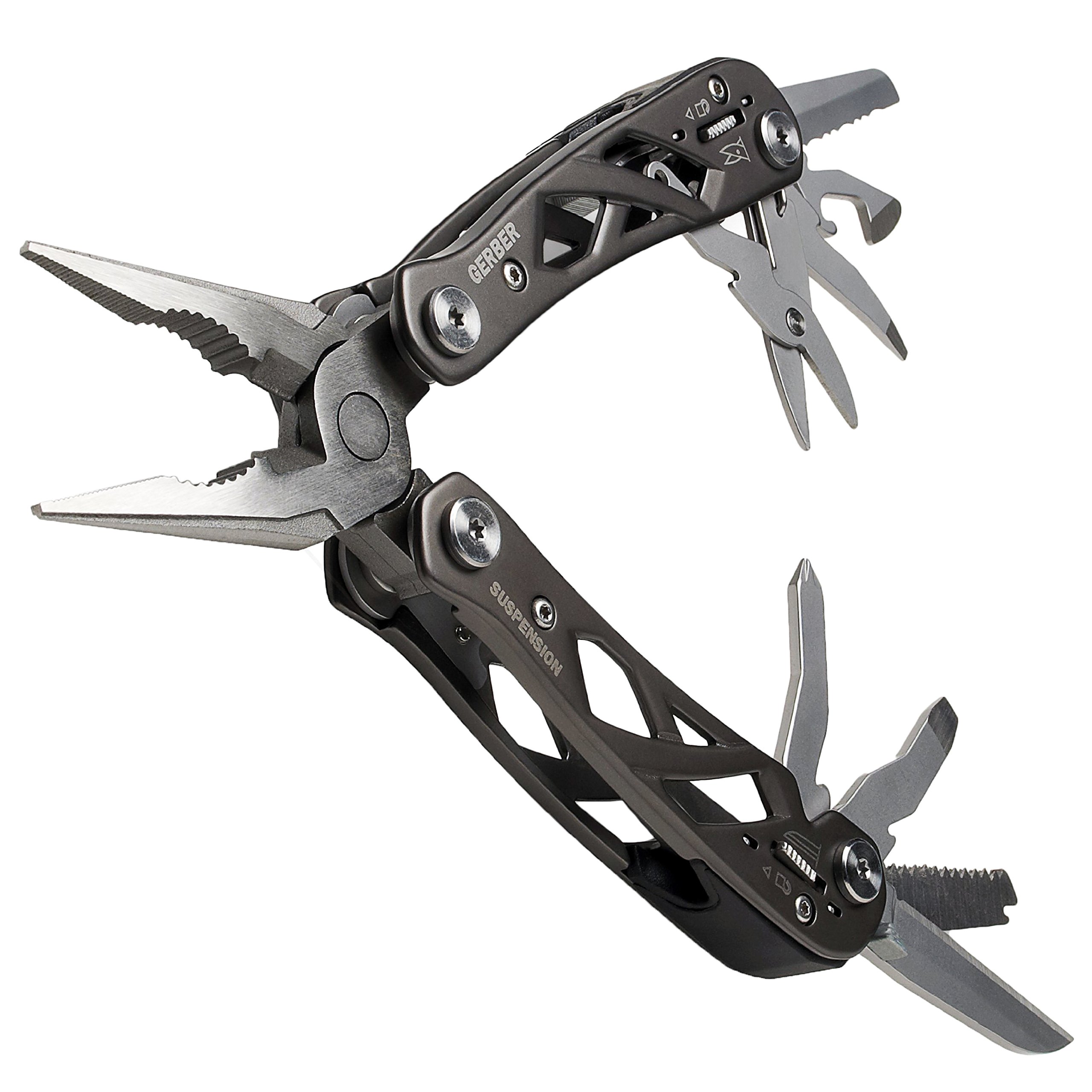Gerber Suspension Multi-Tool - Compact 15-in-1 Stainless Steel Pocket Knife with Pliers, Screwdrivers & Scissors - Perfect for Camping, Hiking, Emergency & Everyday Carry (EDC)