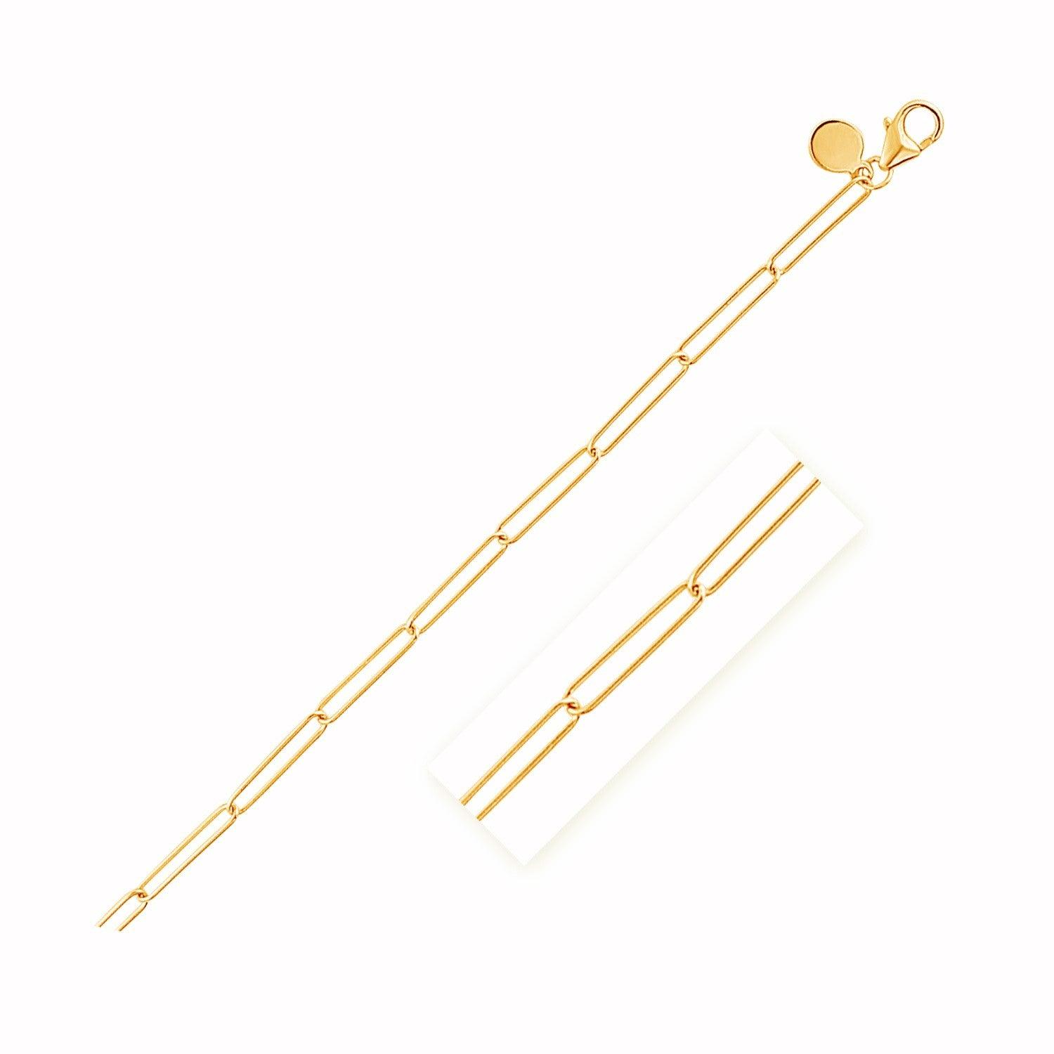 14K Yellow Gold Paperclip Chain Bracelet - 2.7mm Dainty Wire Link Jewelry for Women, Gift for Her, Birthday, Anniversary, Everyday Wear & Special Occasions