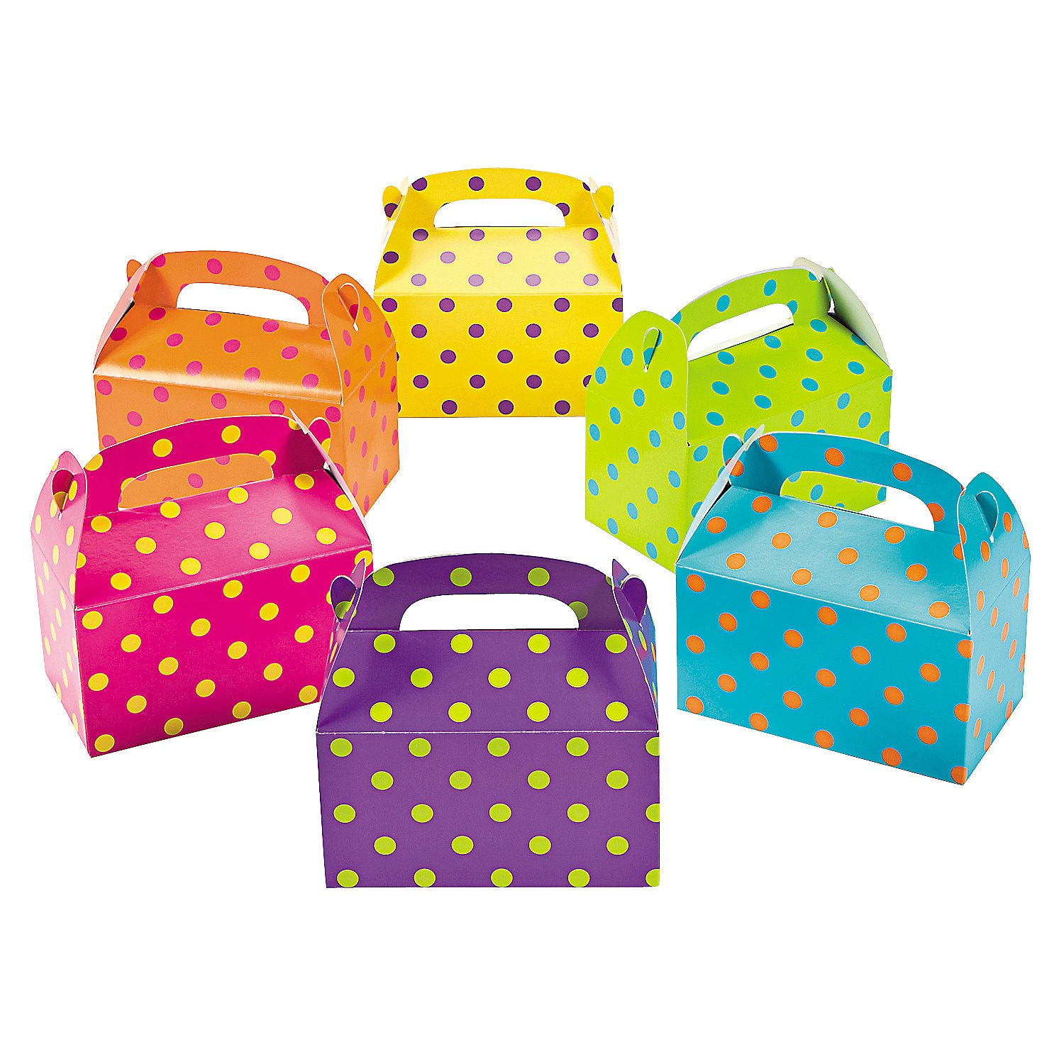12 Pack Bright Polka Dot Treat Boxes - Perfect for Birthday Parties, Baby Showers & Holiday Gift Giving
