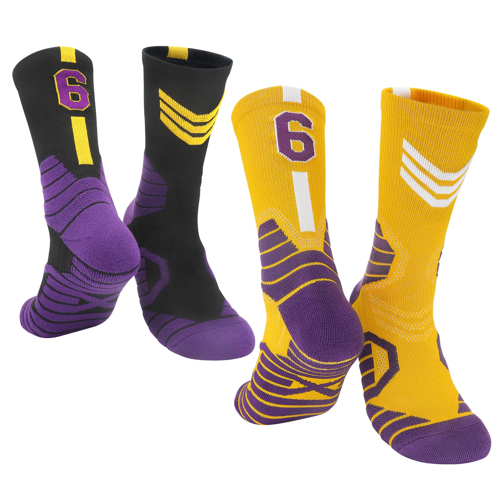 Basketball Socks for Men & Boys - 2 Pairs Team Sports Socks for Game & Training