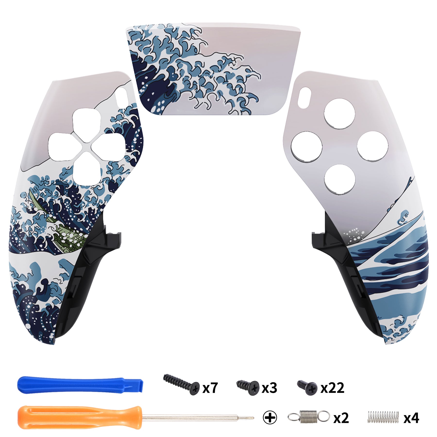 eXtremeRate The Great Wave Left & Right Front Housing Shell with Touchpad for PS5 Edge Controller - DIY Replacement Faceplate & Custom Touch Pad Cover - Perfect for Gaming Enthusiasts & Custom Mods