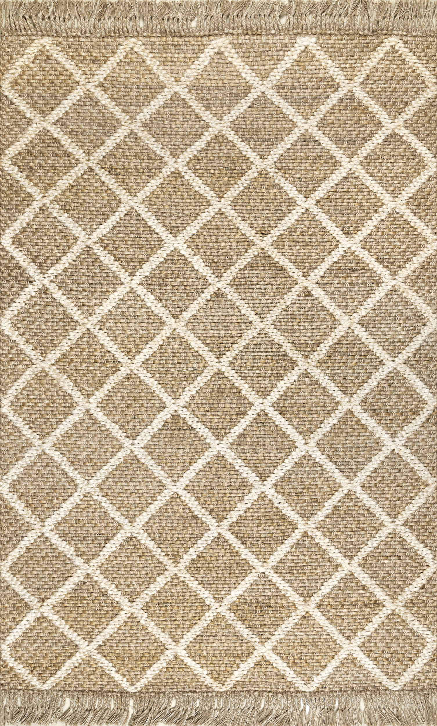 Luxury Diamond Trellis Tassel Rug - Natural Jute Fiber for Living Room, Bedroom & Dining Area - Boho Chic Home Decor