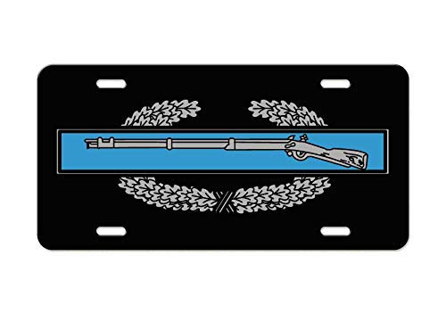 US Army Division - Combat Infantryman Badge - Black Aluminum License Plate for Military Enthusiasts & Veterans - Perfect for Trucks, Cars & Motorcycles