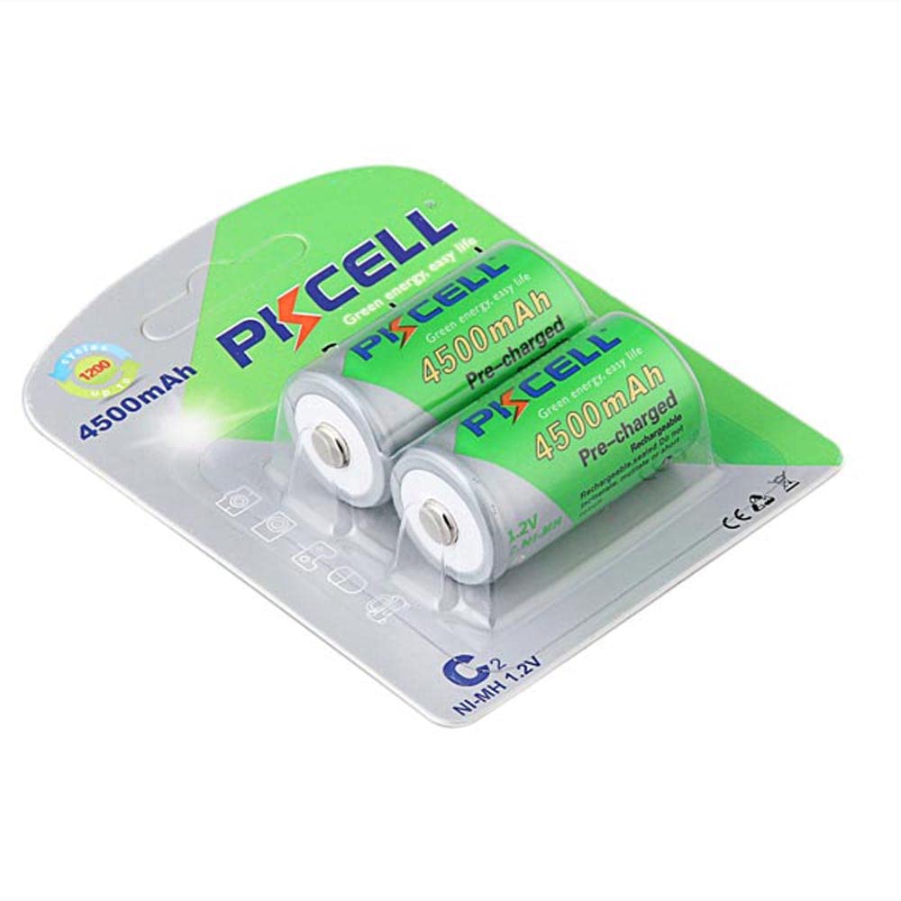 2PC C Cell 1.2V 4500mAh NiMH Rechargeable Batteries - High Capacity Power for Flashlights, Toys & Electronic Devices - Long Lasting Energy Solution