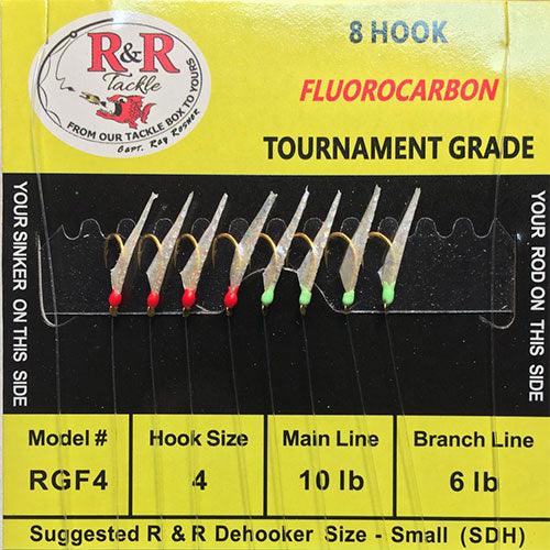 R&R Tackle Fluorocarbon 8 Hook Sabiki Rig - Premium Fishing Bait Rig for Saltwater & Freshwater - Perfect for Pier, Boat, and Shore Fishing