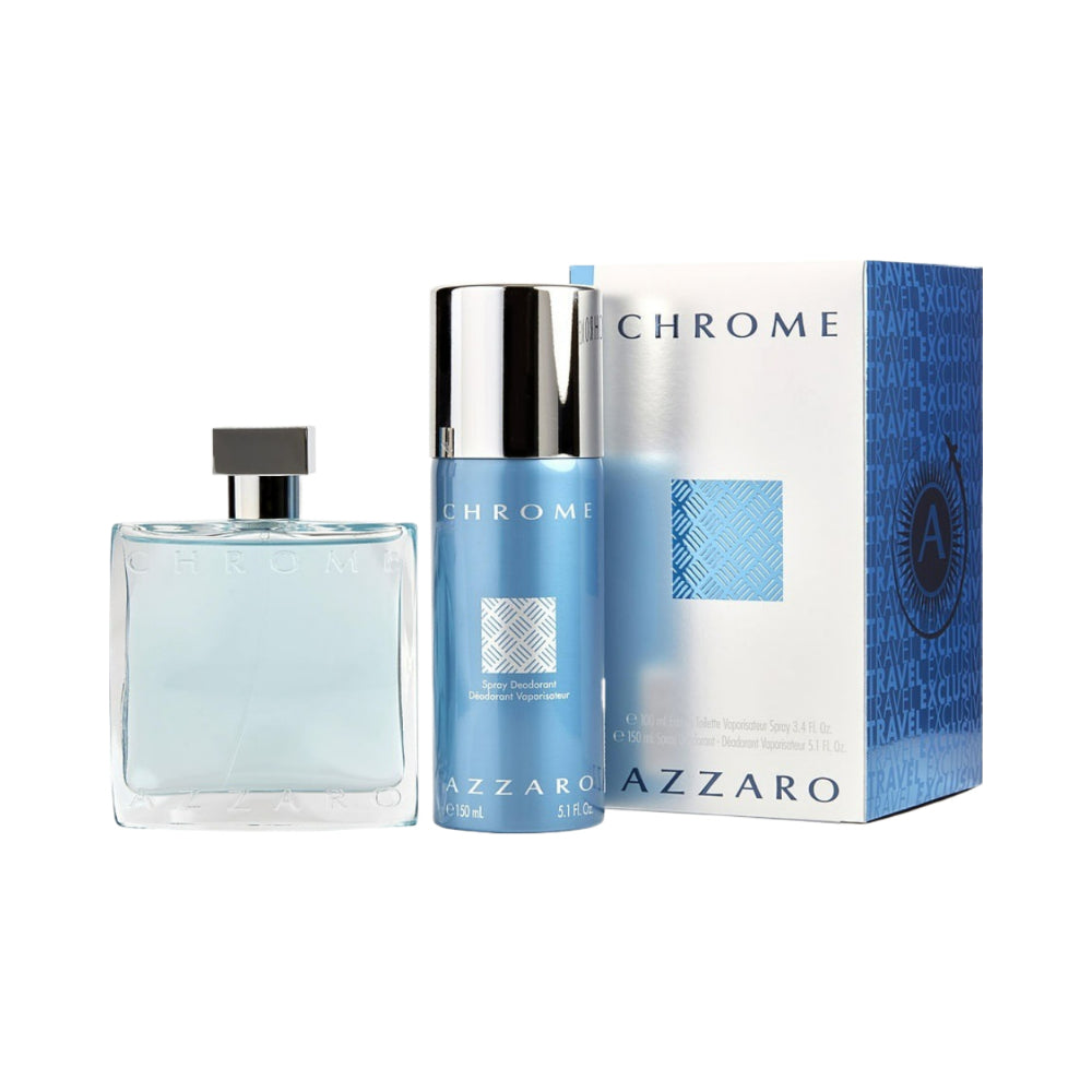 Chrome 2 Piece Eau de Toilette Spray for Men - 100ml Fresh Citrus & Woody Fragrance - Perfect for Daily Wear, Office & Date Night