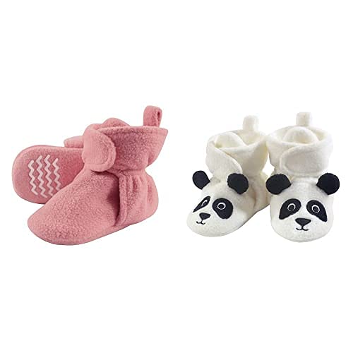 Hudson Baby Fleece Booties 2-Pack - Pink Panda Bear 12-18M for Winter Warmth