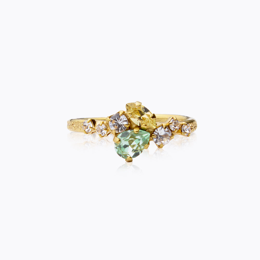 Elegant Sandra Ring with Chrysolite & Jonquil Gemstones | Perfect for Weddings, Parties & Special Occasions
