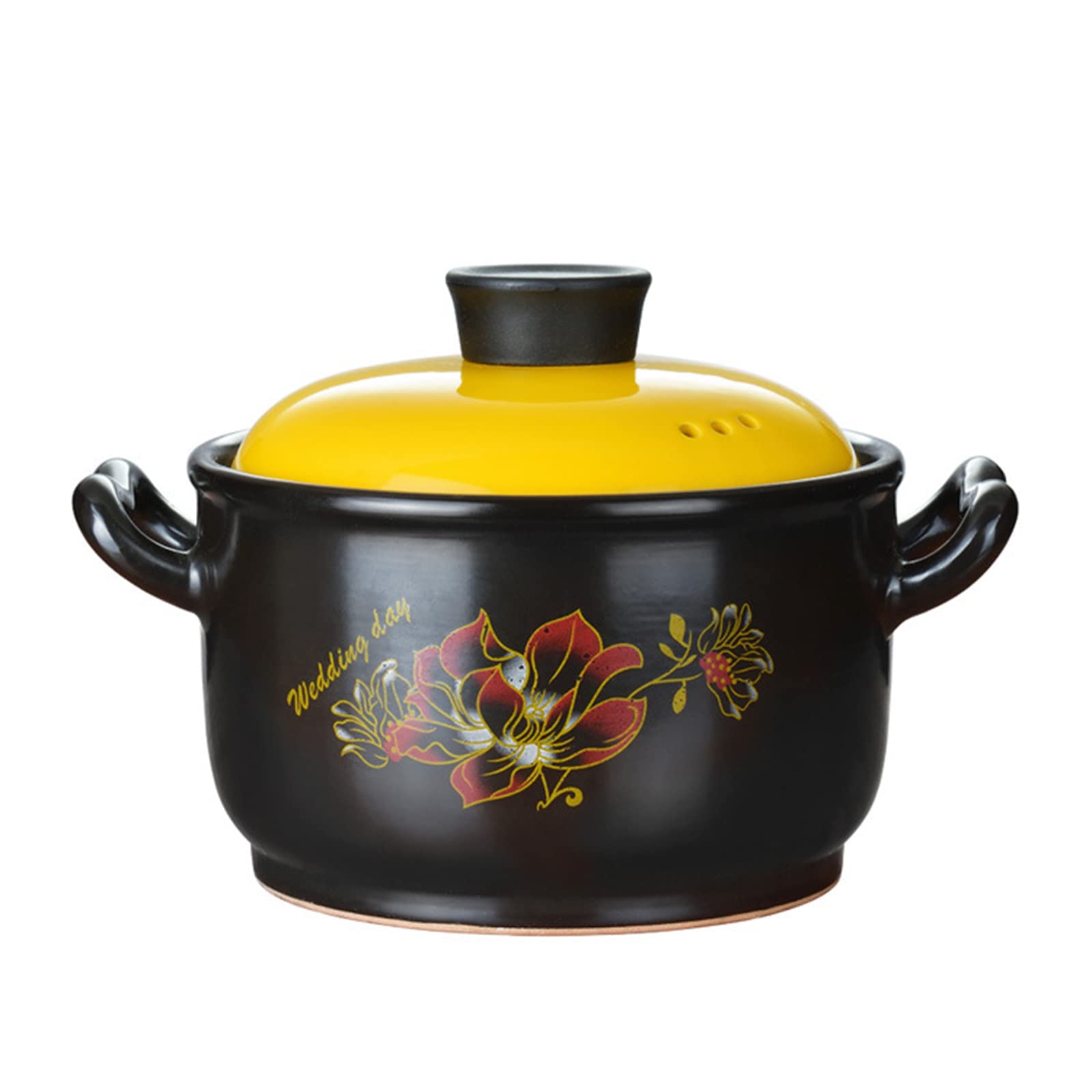 OiAKUS 5-Quart Ceramic Stock Pot with Yellow Lid - Stovetop Safe Stew Pan & Casserole Dish, Clay Cookware for Soups, Stews & Slow Cooking - Perfect for Family Meals & Holiday Entertaining
