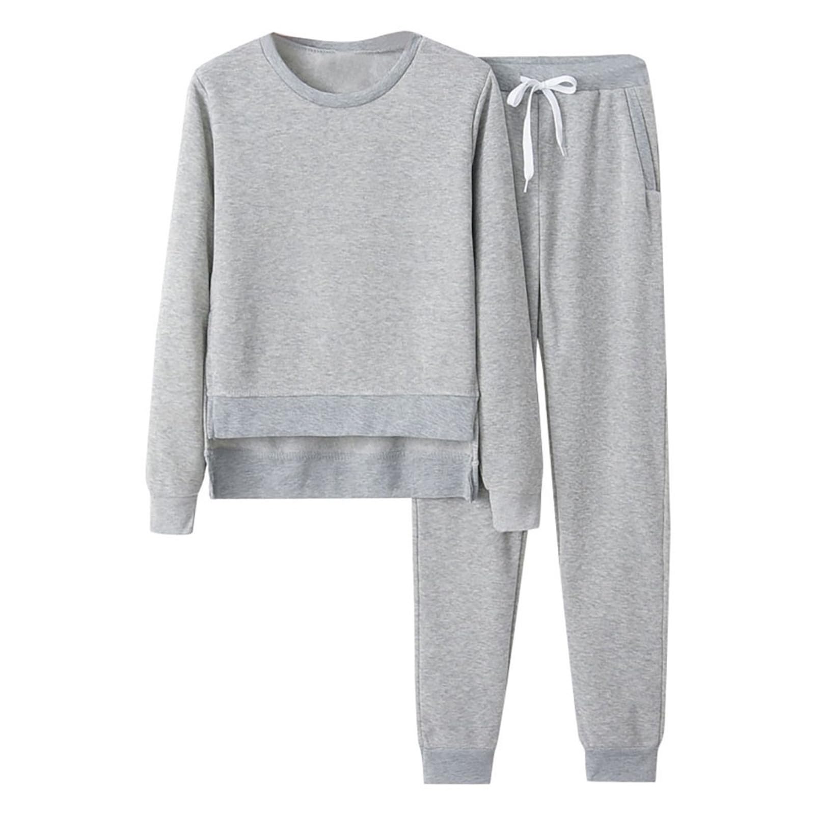 Women's 2-Piece Sweatsuit Set - Crew Neck Sweatshirt & Jogger Pants with Irregular Hem | Casual Lounge Wear & Athletic Tracksuit for Workouts, Yoga, and Home Comfort