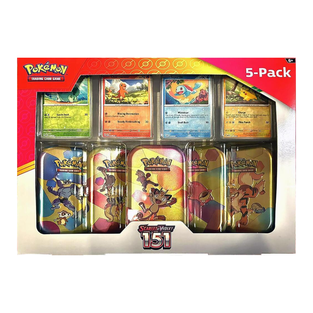 Pokemon Scarlet & Violet 151 Mini Tin 5-Pack - Collectible Trading Card Game Set for Kids & Adults - Perfect for Gifts, Battles & Card Collecting