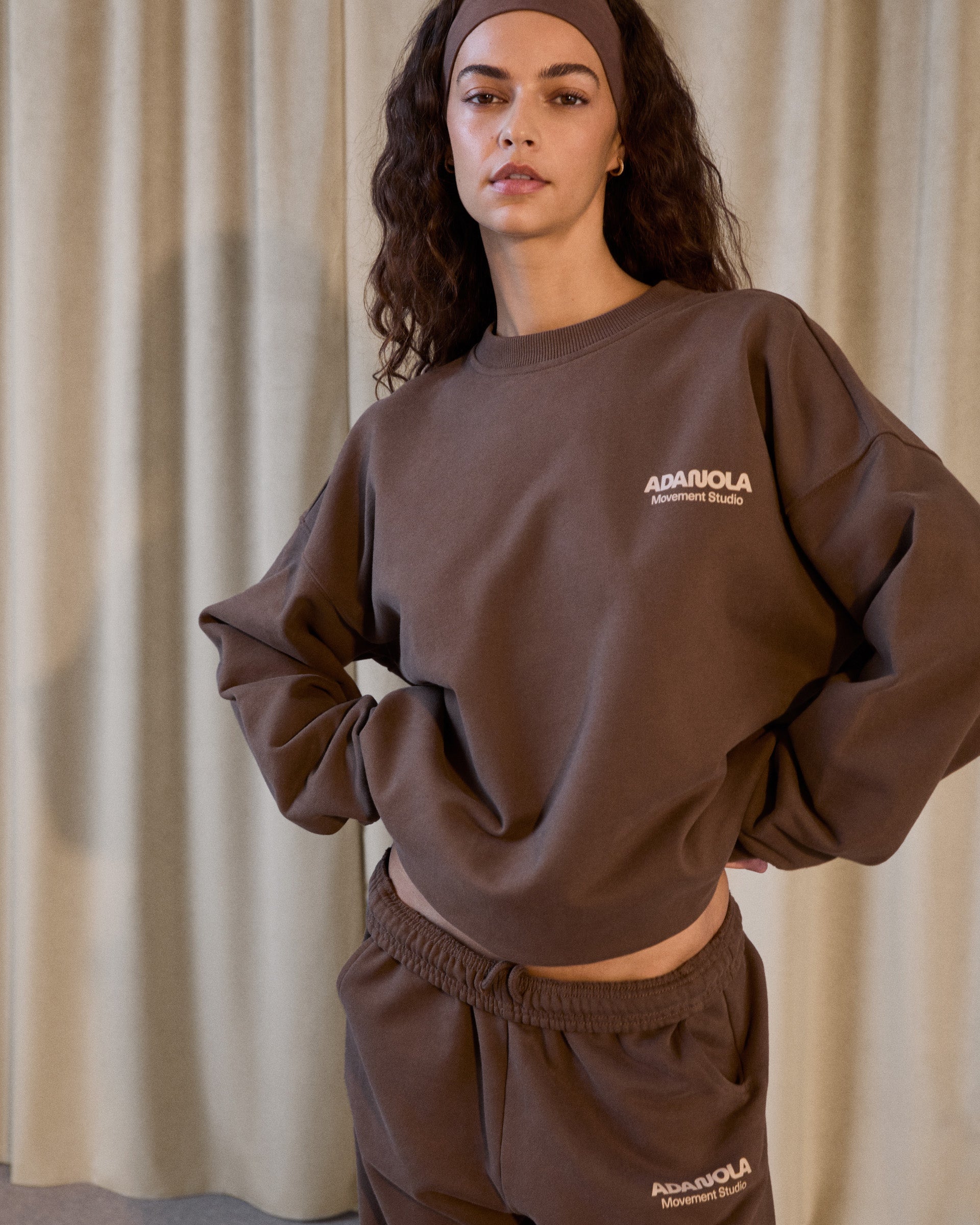 Oversized Studio Sweatshirt for Women - Mocha Brown | Cozy Casual Pullover for Lounge, Streetwear & Everyday Comfort